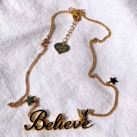 Disney Tinkerbell “Believe” 14k gold plated necklace with signature pouch - Picture 2 of 15